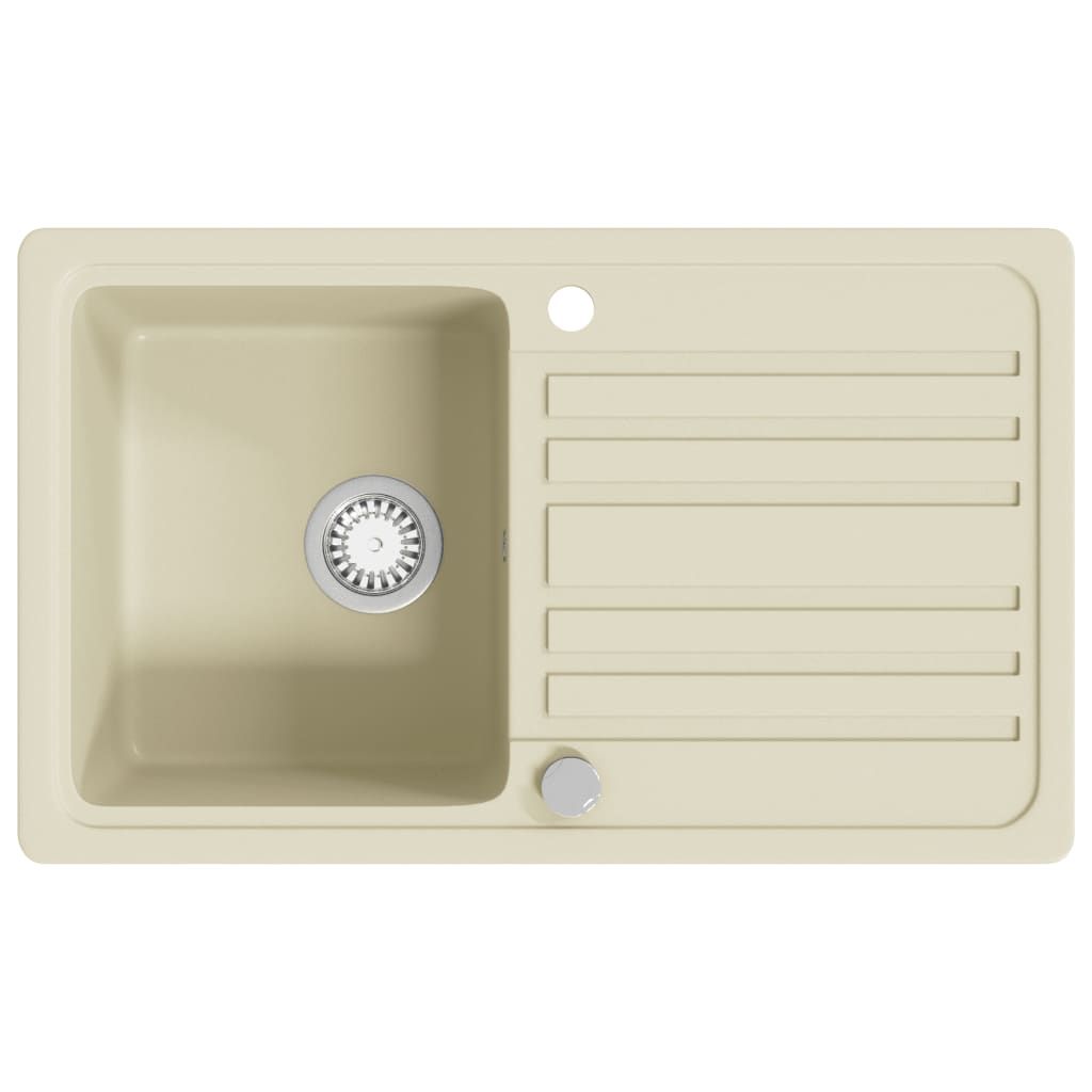 vidaXL Évier en granit simple bassin beige Image du produit 
