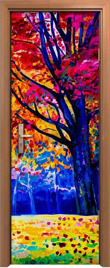 Türposter 70x200 cm Türaufkleber Türtapete Türfolie Klebefolie Deko Landschafts Wald Herbst Wald