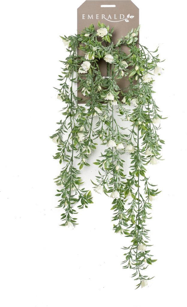 künstliche Rosen zum hängen weiß mit 5 Ranken 75cm Emerald Kunstblumen WA