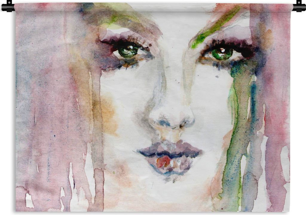 MuchoWow Wandteppich Wandbehang Aquarell einer Frau 60x45 cm Tapisserie Dekoration Wandtuch - Das Schlafzimmer
