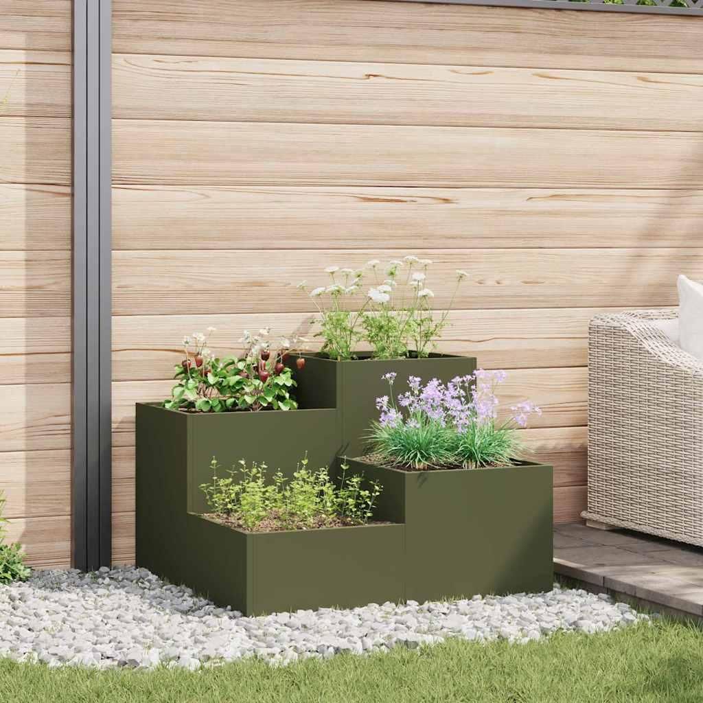 Maison Exclusive - Gartenblumentopf Olivgrün 100 x 100 x 60 cm Stahl