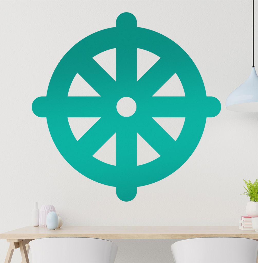 KIWISTAR Dharmachakra Buddhismus Wandtattoo in 6 Größen - Wandaufkleber Wall Sticker - Dekoration, Küche, Wohnzimmer, Schlafzimmer, Badezimmer