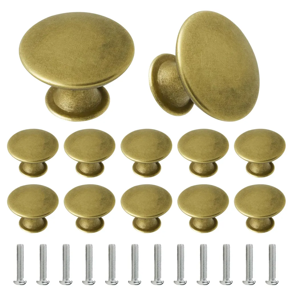 Poignées de tiroirs vintage en laiton 30mm, boutons de porte robustes x12