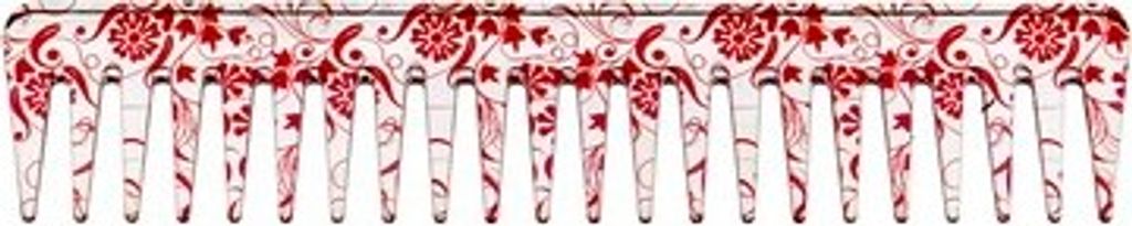 BLAUER BAUERNHOF | Transparenter Acrylkamm 19 cm lang ROTE BLUMEN D 3071-350, 1