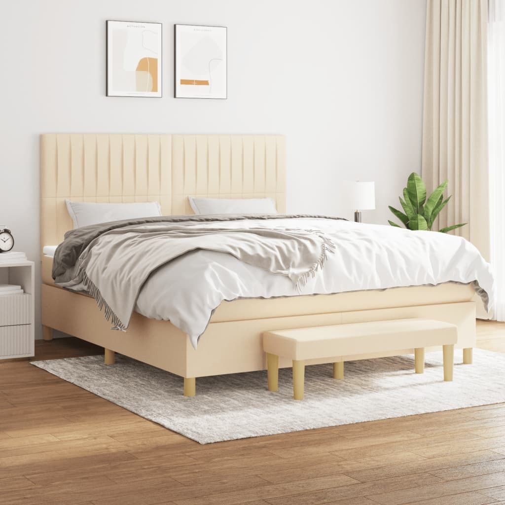 Maison Exclusive - Boxspringbett mit Matratze Creme 160x200 cm Stoff