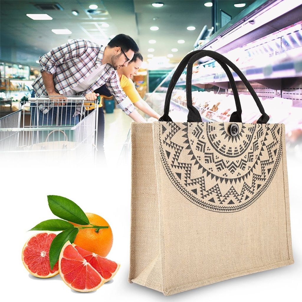 Handtasche, quadratische Handtasche, Jutetasche, Gunny Bag, Jute-Einkaufstasche, Vintage-Jutetasche, Jute-Tasche