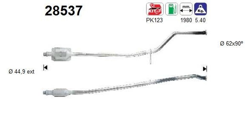 AS Katalysator Kat passend für PEUGEOT 206 Schrägheck (2A/C) 28537