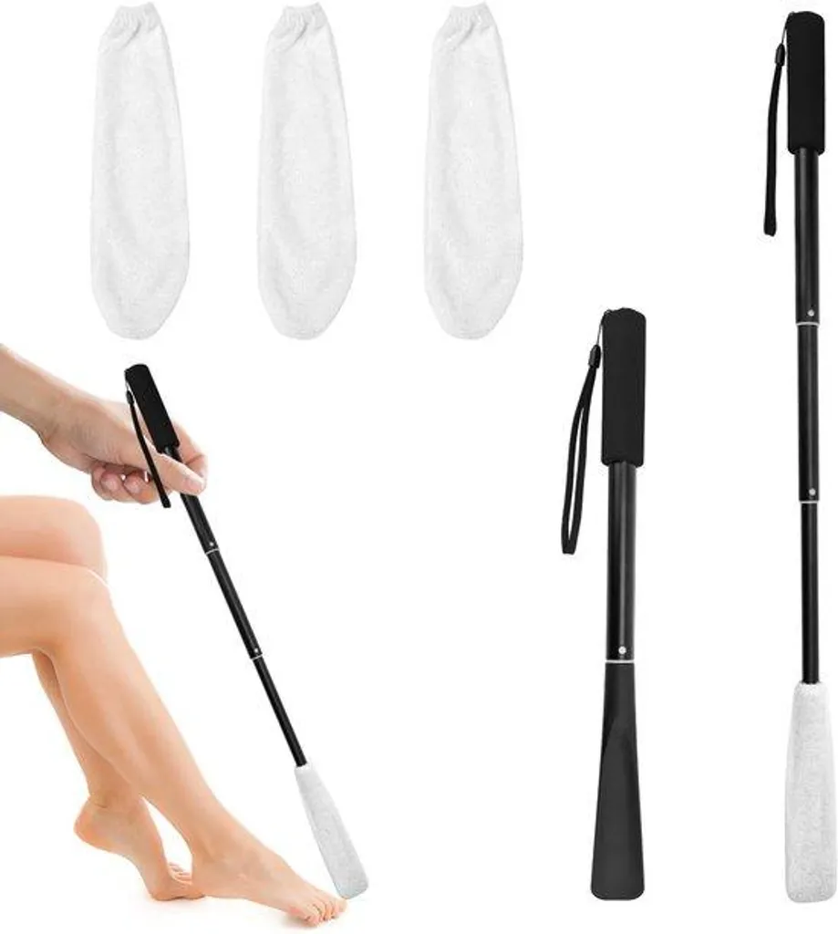 Brosse pour les pieds avec manche long réglable et serviette intégrée Pro