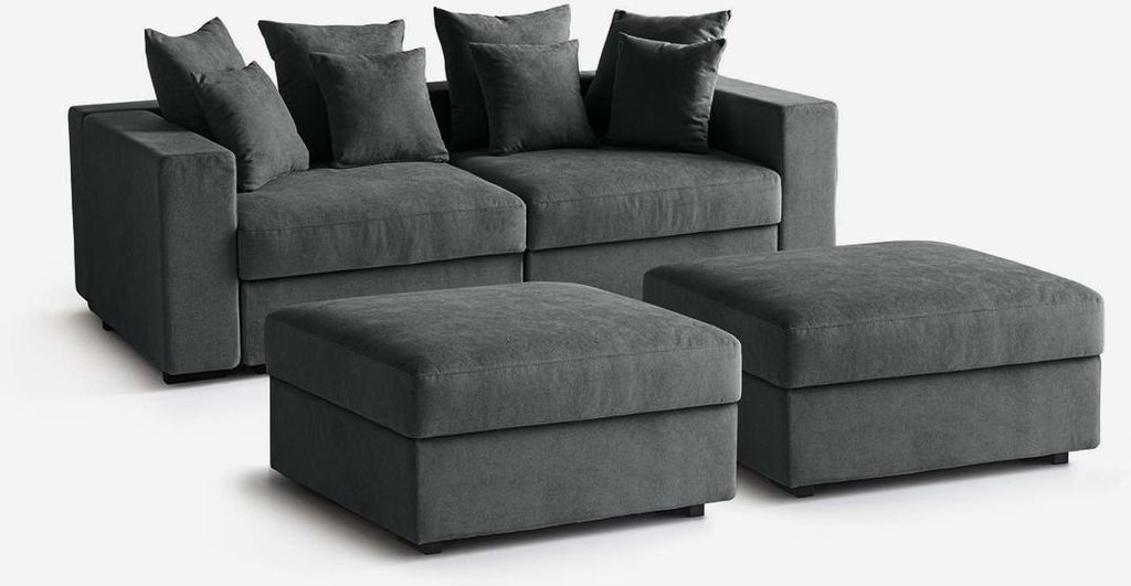 Modulares Sofa abziehbar Italy mit Pouf und Kissen Cortina F - Grau