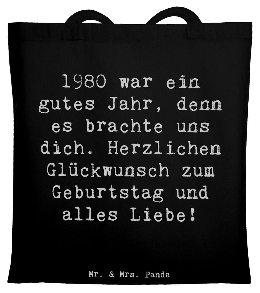 Mr. & Mrs. Panda Tote Bag Spruch 1980 Geburtstag - Schwarz - Geschenk, besondere Geschenke, Happy Birthday, gute Jahr, Geburtstagsgeschenk, Laptopt...