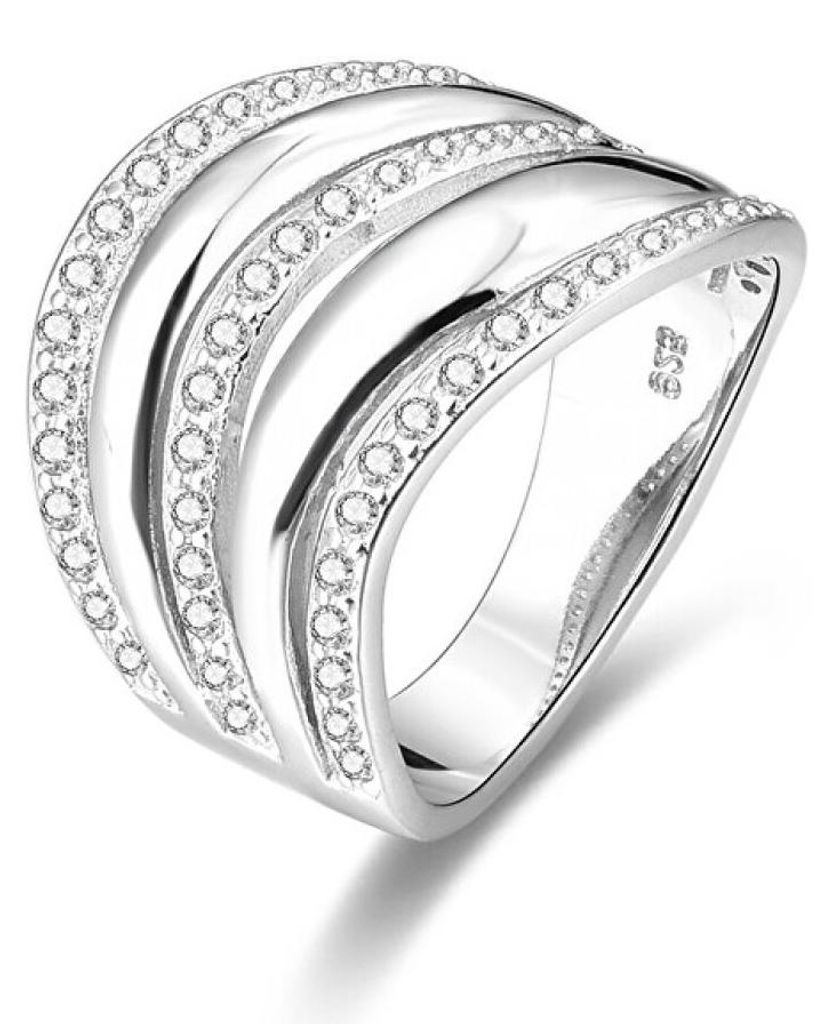 Silver ring with zircons AGG329 - Circuit: 62 mm
