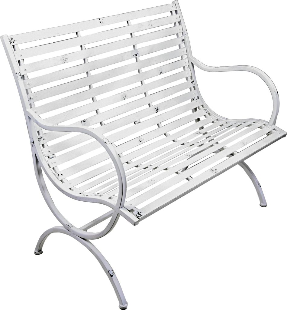 Gartenbank RIKKE - 104cm Breit, Eisen, Weiß | Terrassenbank Wetterfest Sitzbank Outdoor Bank