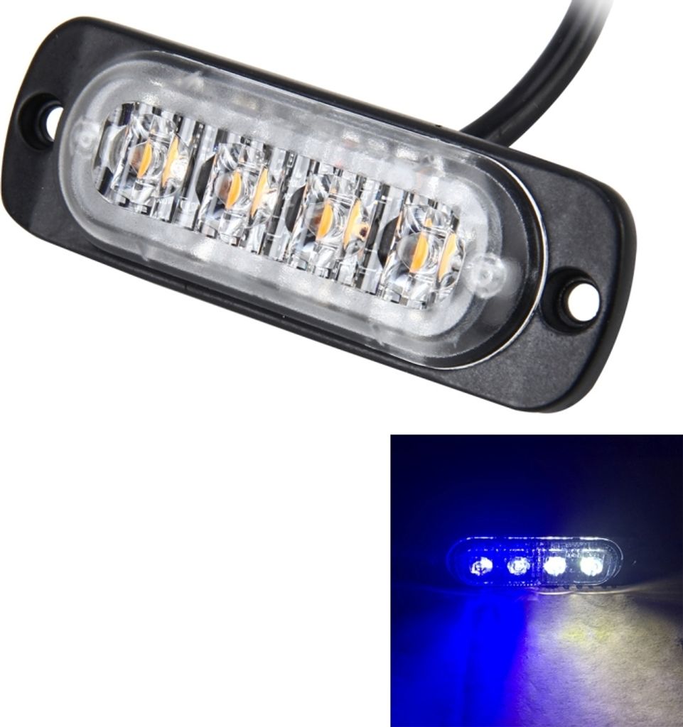 DC 12V-24V 2W 4LEDs SMD-2835 Lampen 17 Flash-Muster 3 Linien Auto-Flash-Lampe wasserdichte Auto LKW Notfall Strobe Flash Warnlicht, Kabellänge: 90cm