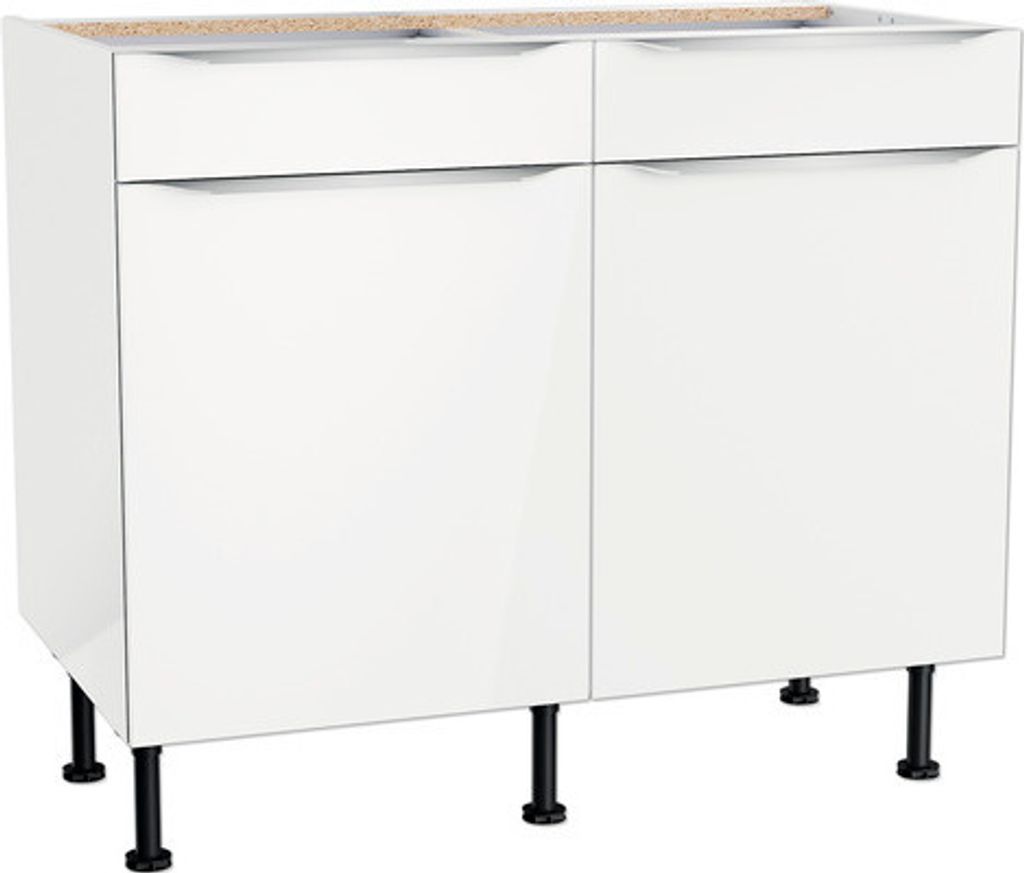 Optifit Unterschrank mit Schublade und Drehtür Arvid986 BxTxH 100 x 58,4 x 87 cm weiß glänzend zerlegt KFAV U106-8E+