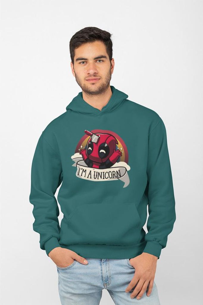 D&B Uni Hoodie MO00028 Unicorn Dunkles Türkis-Größe M