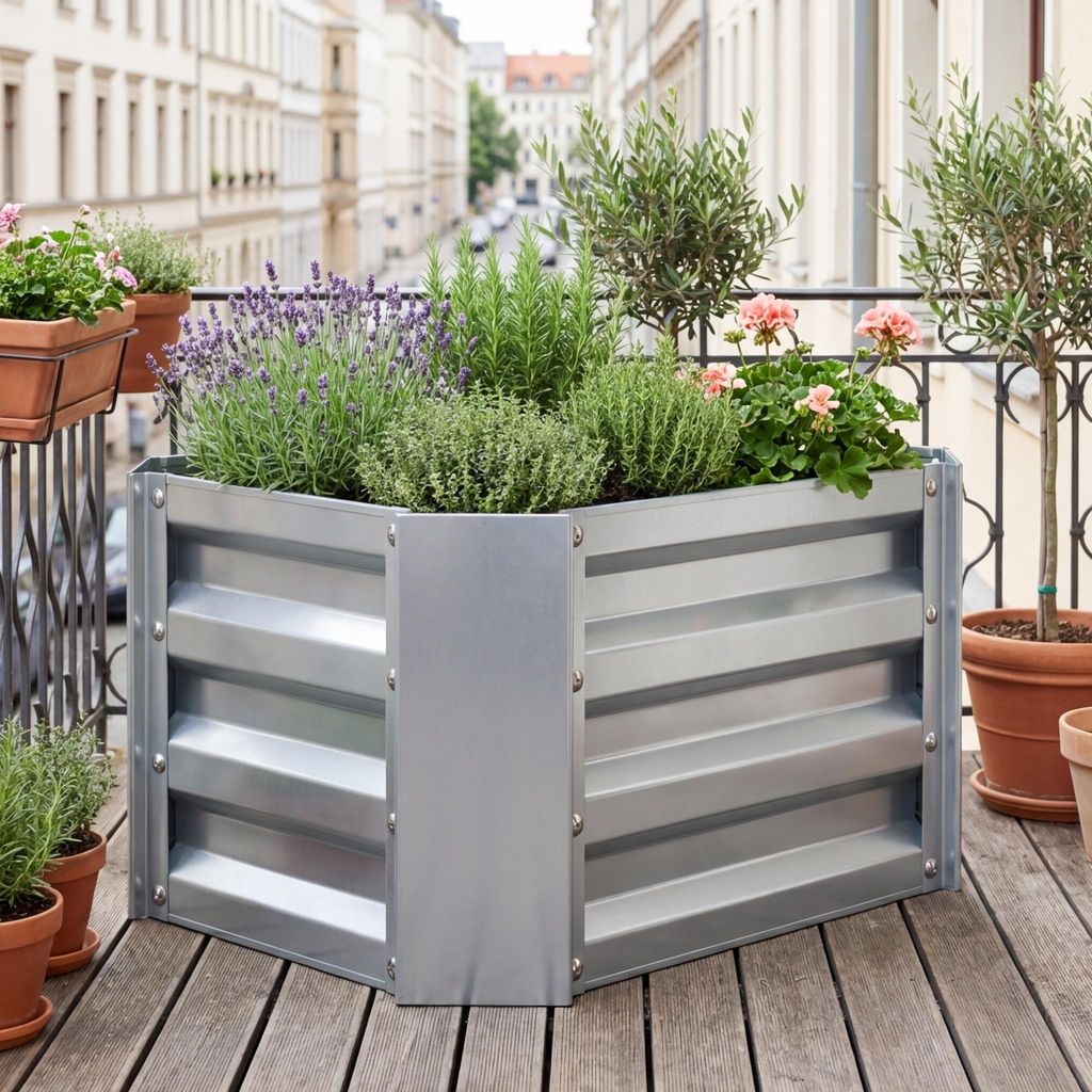 VCM Metall Hochbeet 50x40x30 cm, rechteckiger Pflanzkasten für Balkon, Terrasse & Garten, Pflanzenbeet ohne Boden, Galdo M