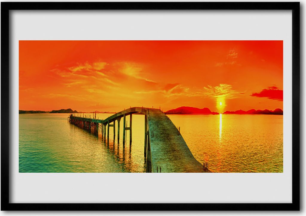 Bild 70x50 MDF-Rahmen Wandkunst Sea Bridge Architektur
