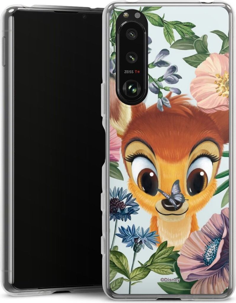 DeinDesign Handyhülle für Sony Xperia 5 III Silikon Hülle Case Smartphone Schutzhülle Bambi Blumen Disney