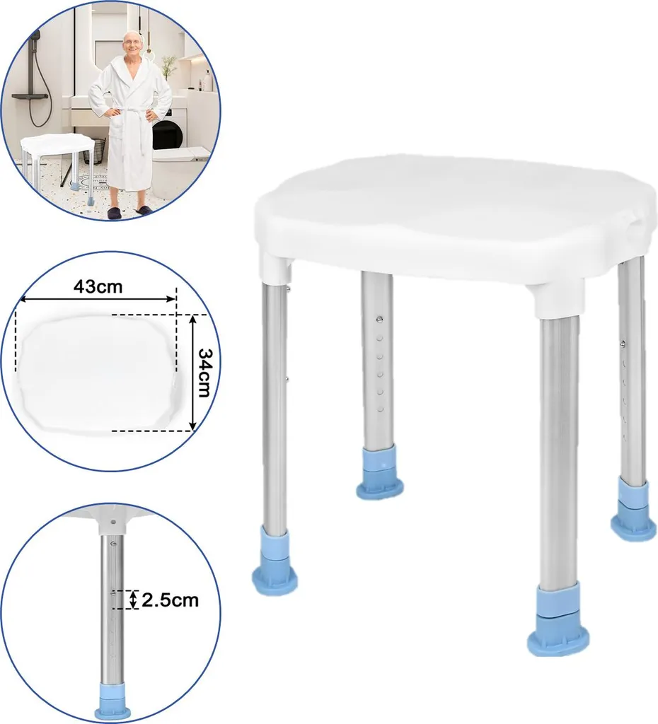 Tabouret de bain pour douche et baignoire - Aide à la mobilité 41-53 cm