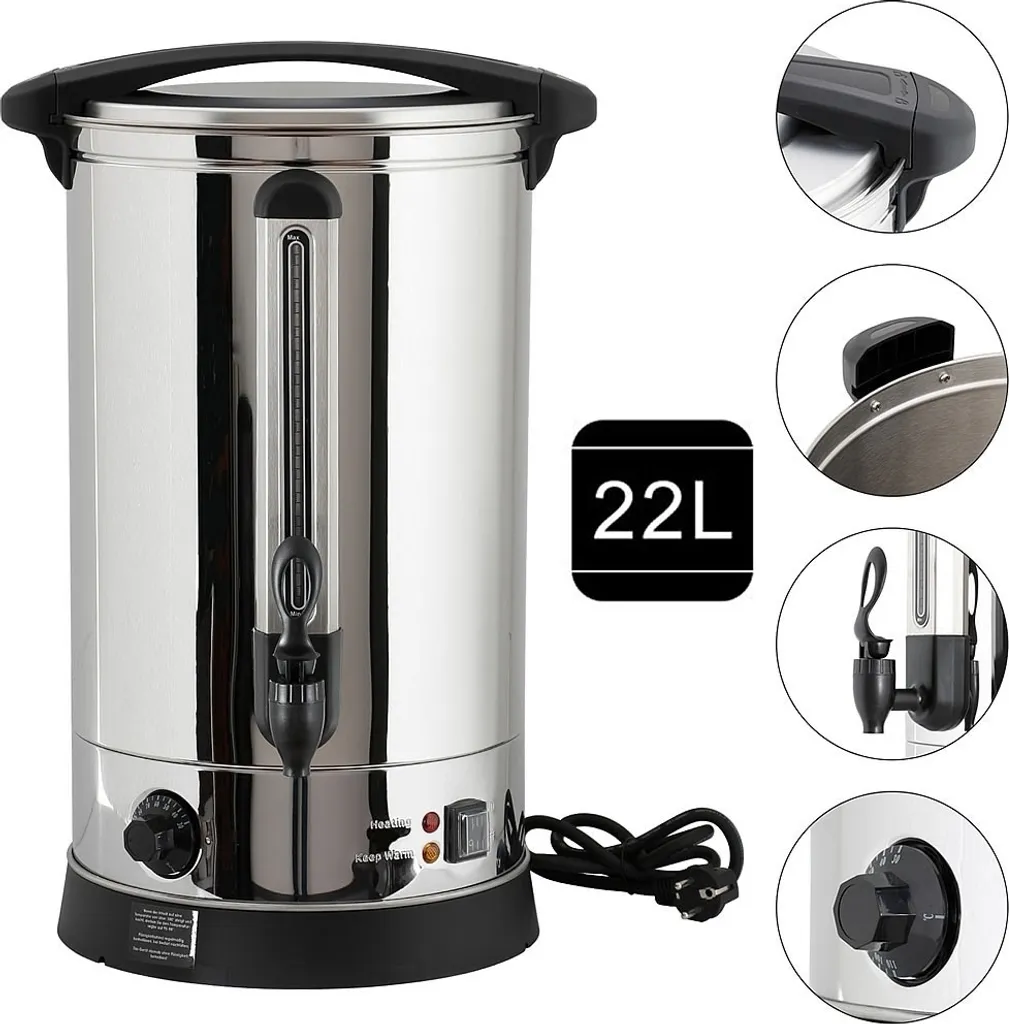 Pentola Elettrica per Vin Brulé 22L in Acciaio Inox 2500W Professionale
