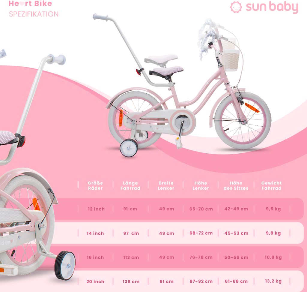 Mädchenfahrrad 16 Zoll Glocke Zusatzräder Schubstange Produktbild 8