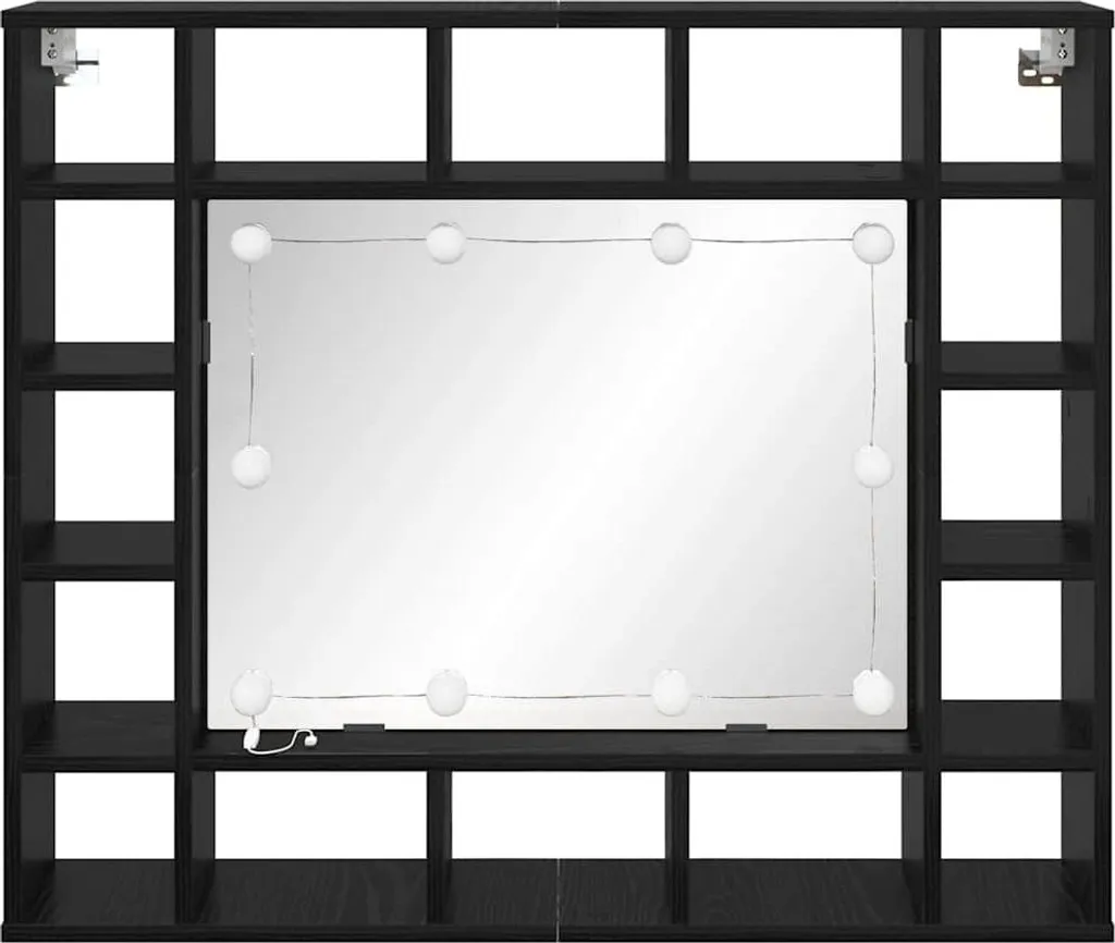 SYFAX Mobiletto Specchio Smart-Design Rovere Nero 91x15x76,5 cm - 4