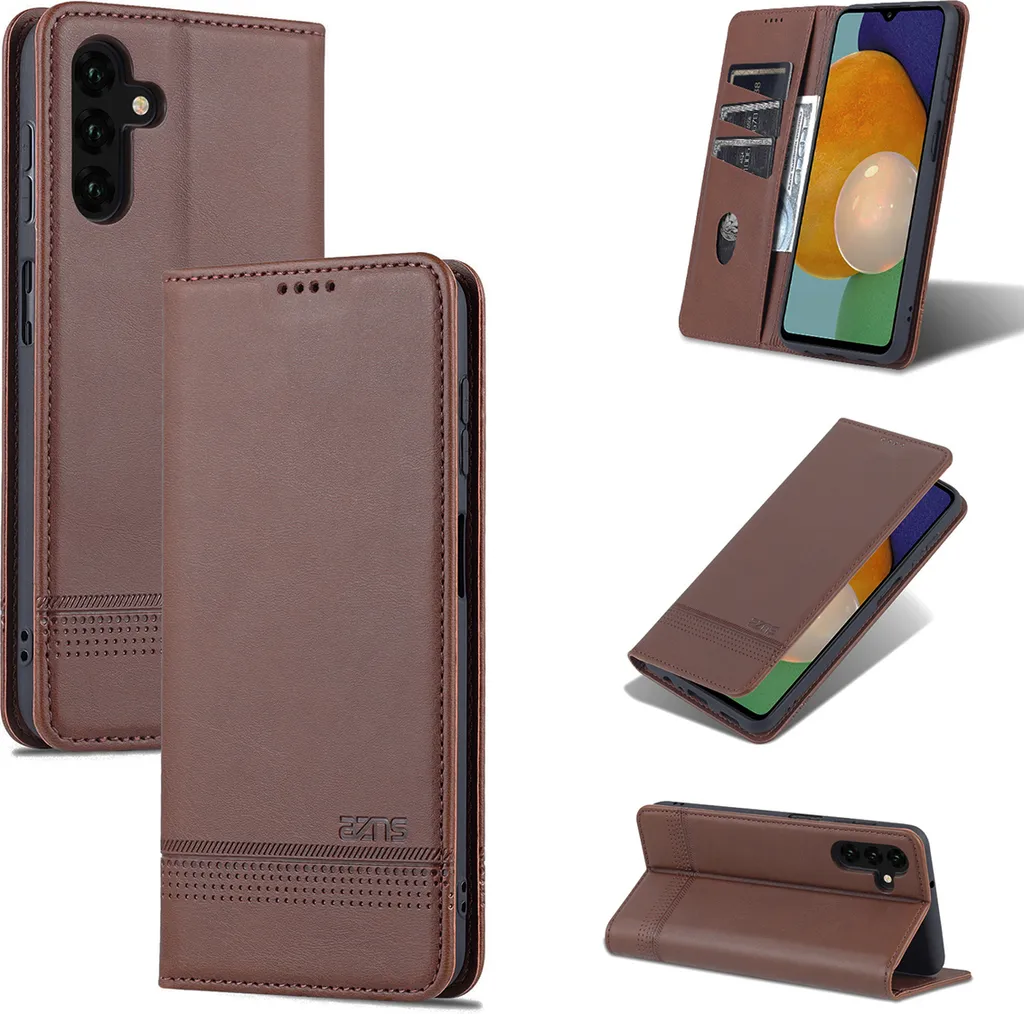 Custodia Galaxy A14 5G, Portafoglio con chiusura magnetica e supporto, Custodia Flip in pelle per Samsung Galaxy A14 5G Caffè