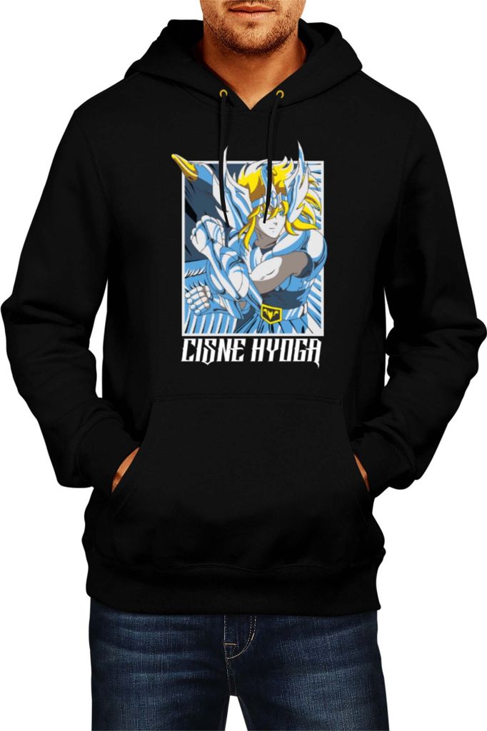 Herren Kapuzenpullover Japan Anime Manga Saint Anime Seiya Cisne Hyuga Cisne Hyuga, Man XL / Schwarz