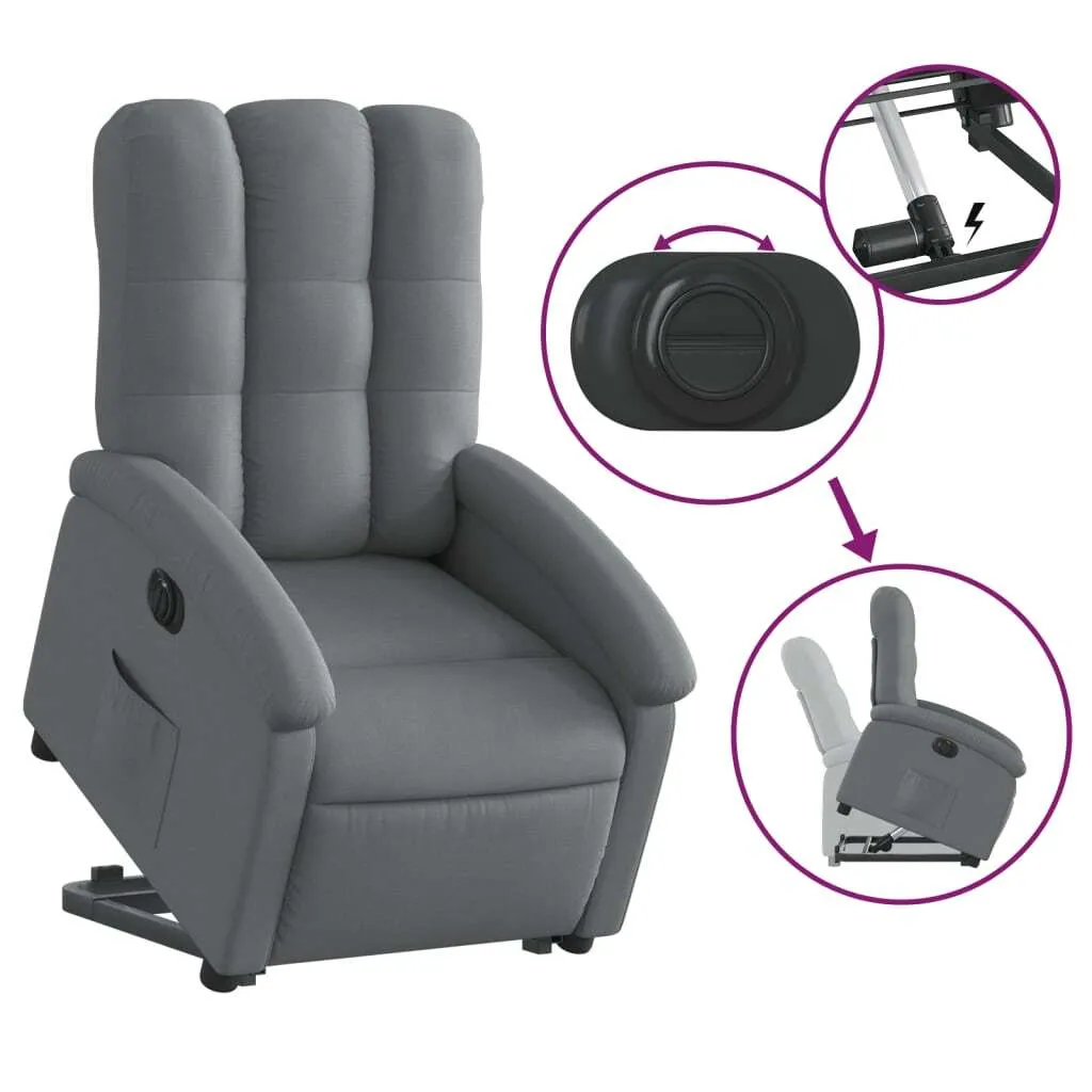 Fauteuil relax électrique inclinable en tissu gris avec moteur puissant