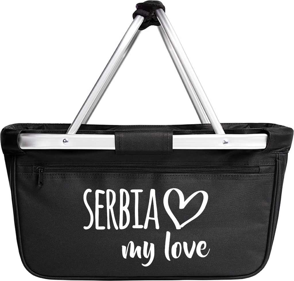 Huuraa Einkaufskorb Serbia my love 20 Liter Black faltbarer Tragekorb Geschenkidee