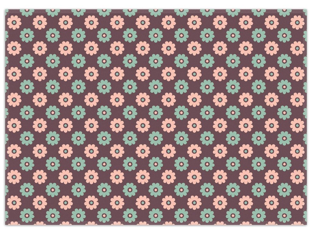 Wallario Premium Teppich, Größe 50 x 70 cm, Muster mit grünen und rosa-farbenen Blüten