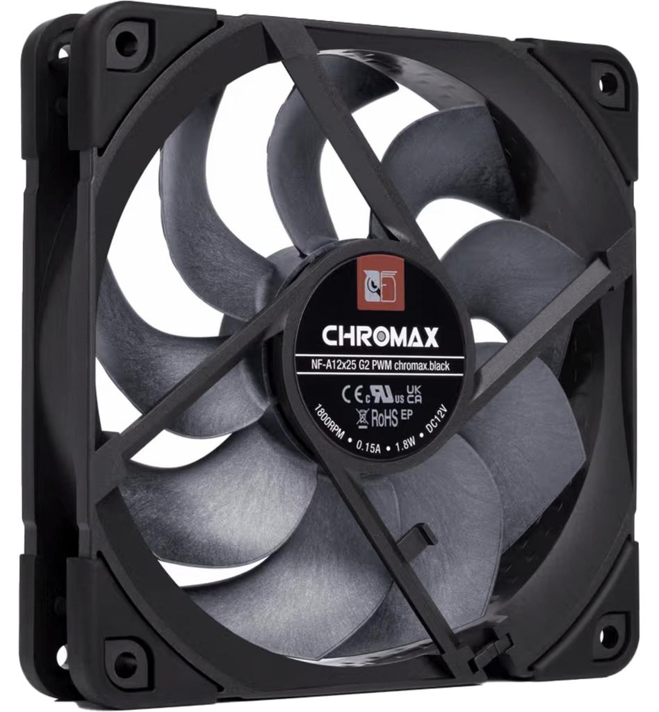 Noctua NF-A12x25 G2 PWM chromax.black, Gehäuselüfter, (PWM-Anschluss)