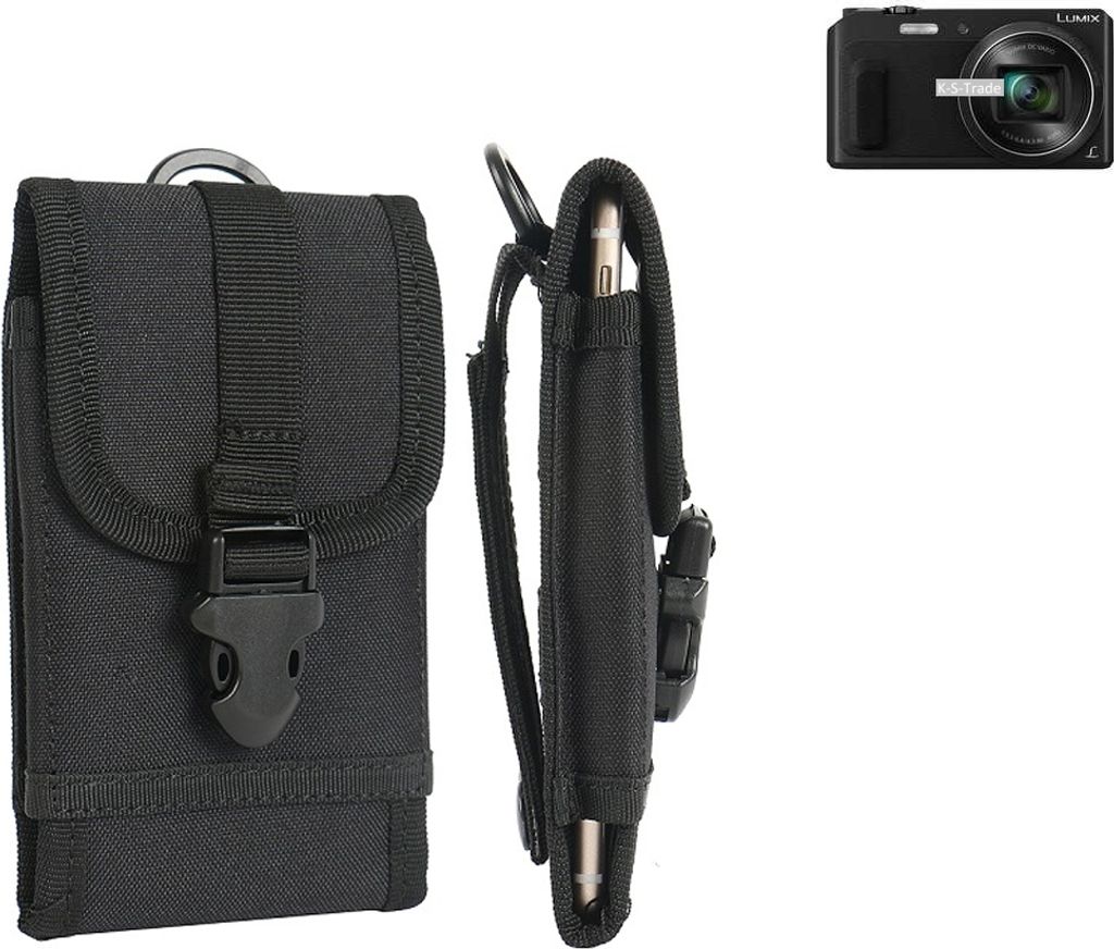 K-S-Trade Kameratasche Gürteltasche kompatibel mit Panasonic Lumix DMC-TZ58 Outdoor Gürtel Tasche für Kompaktkamera Holster Fototasche