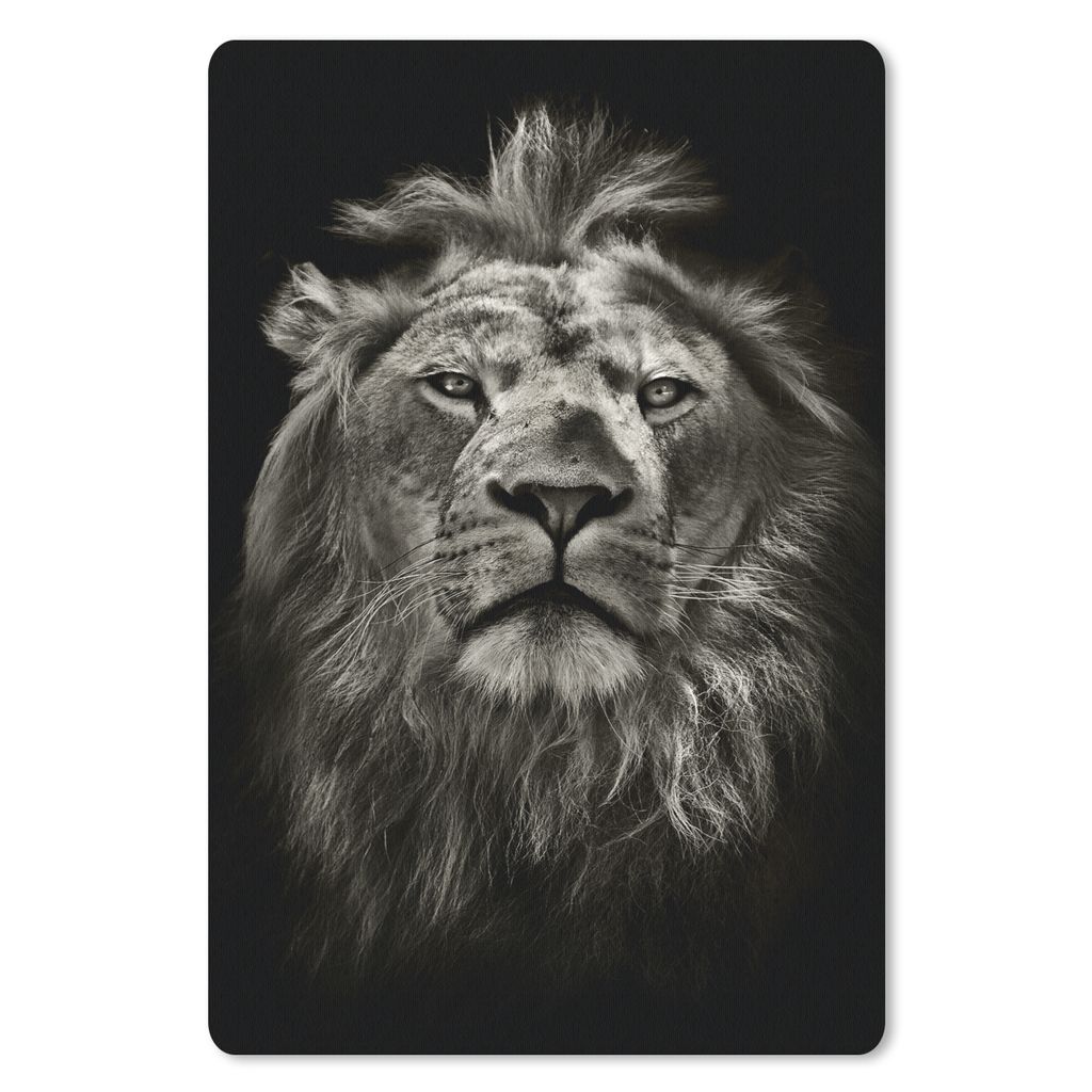 MuchoWow Mauspad Mousepad Löwe - Tiere - Porträt - Wildtiere - Schwarz und weiß 18x27 cm - Mousepads - Maus Mat - Pad - Mausunterlage