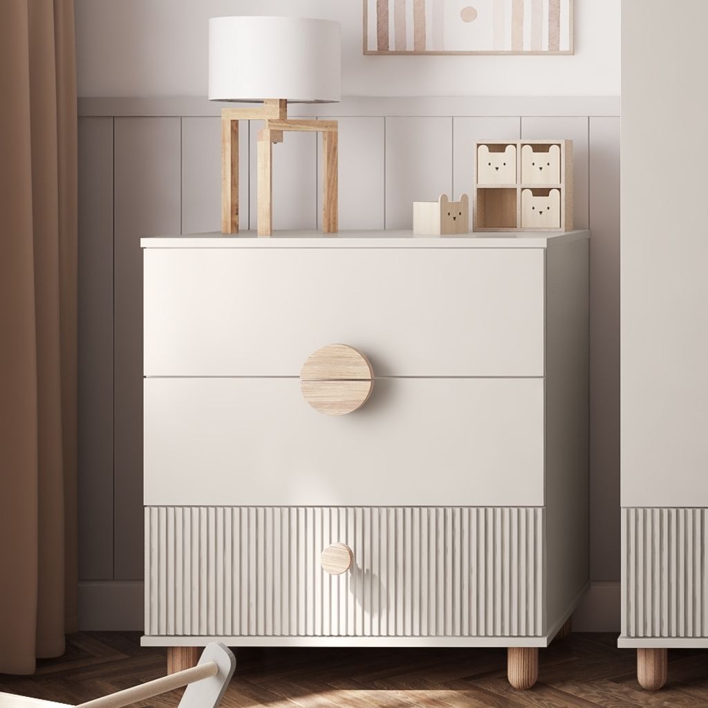 ZEE LOFT Kommode Kaschmir 79,7 x 48 x 90,2 cm 3 Schubladen Möbel Wohnzimmer Schlafzimmer mit MDF Fronten Vollauszug Schubladen Buchenholz Füße M...