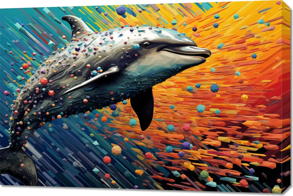 Quadro Su Tela Delfino 90x60 cm - Arte Marina per Arredo Elegante