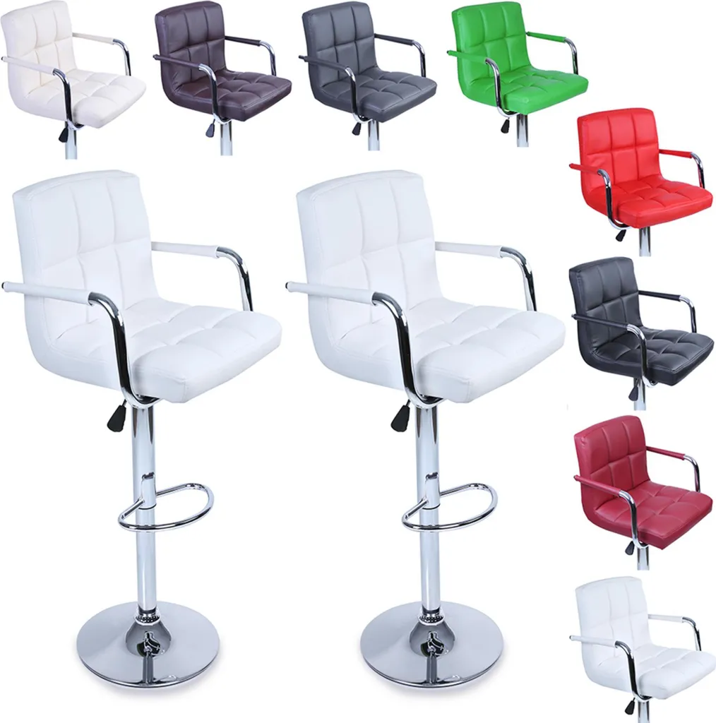 Tabouret de Comptoir Blanc Lot de 2 pour Cuisine Américaine et Îlot Central