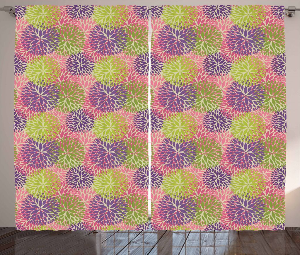 ABAKUHAUS Garten-Kunst Rustikaler Vorhang, Bunte Fall Blume, Wohnzimmer Universalband Gardinen mit Schlaufen und Haken, 280 x 245 cm, Mehrfarbig