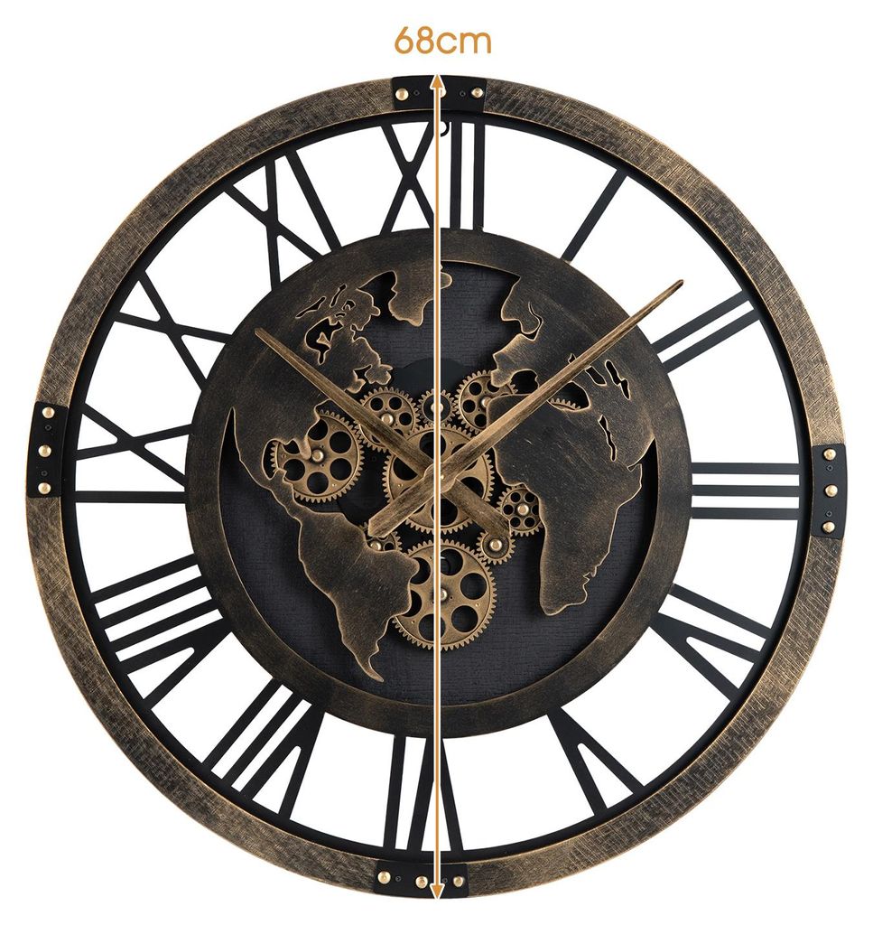 COSTWAY Große Wanduhr, 68 cm Zahnraduhr mit Produktbild 