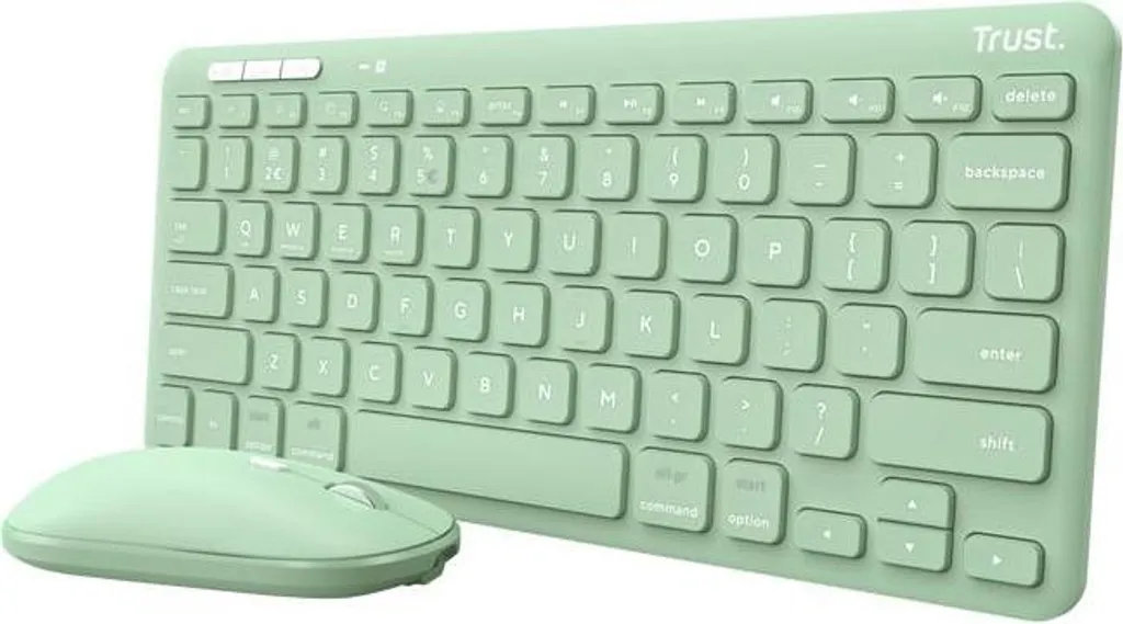 Clavier et Souris Sans Fil pour Télétravail Trust Lyra Vert Compact