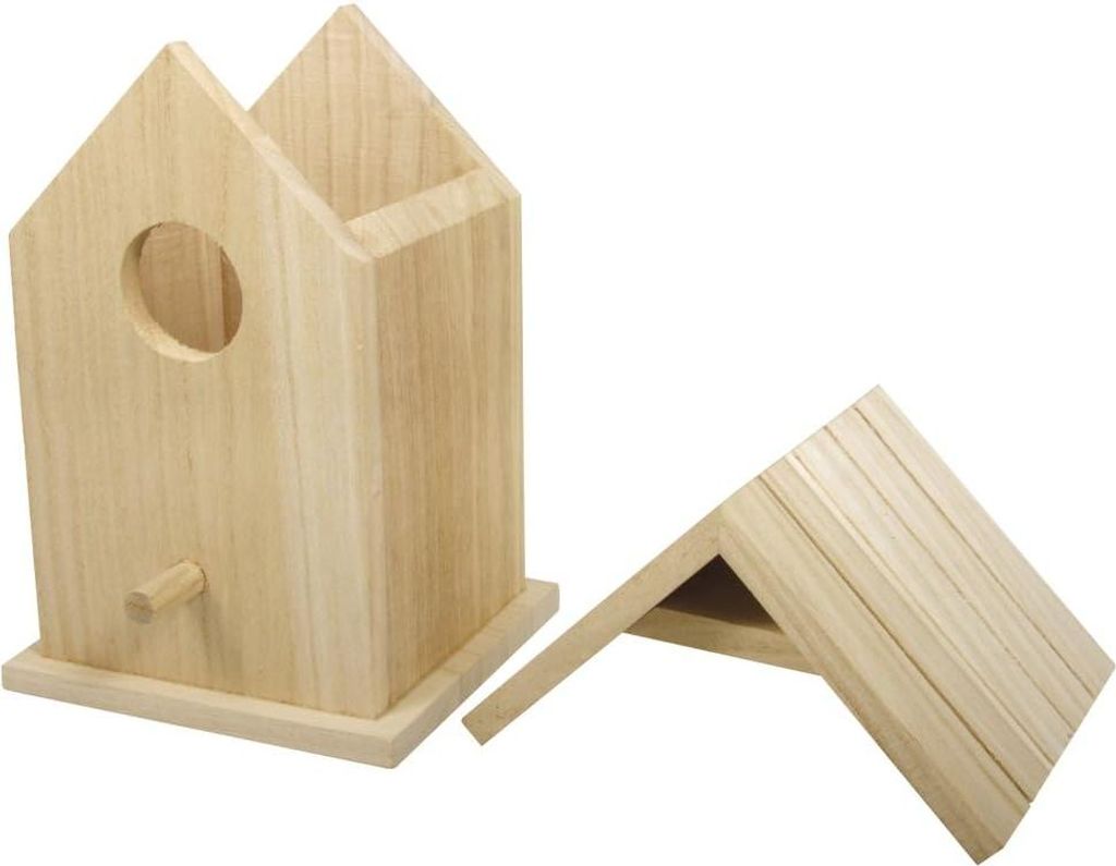 Vogelhaus Hölzernes Vogelhaus - zweigeteiltes Vogelhaus - abnehmbares Dach - braun - für den Garten