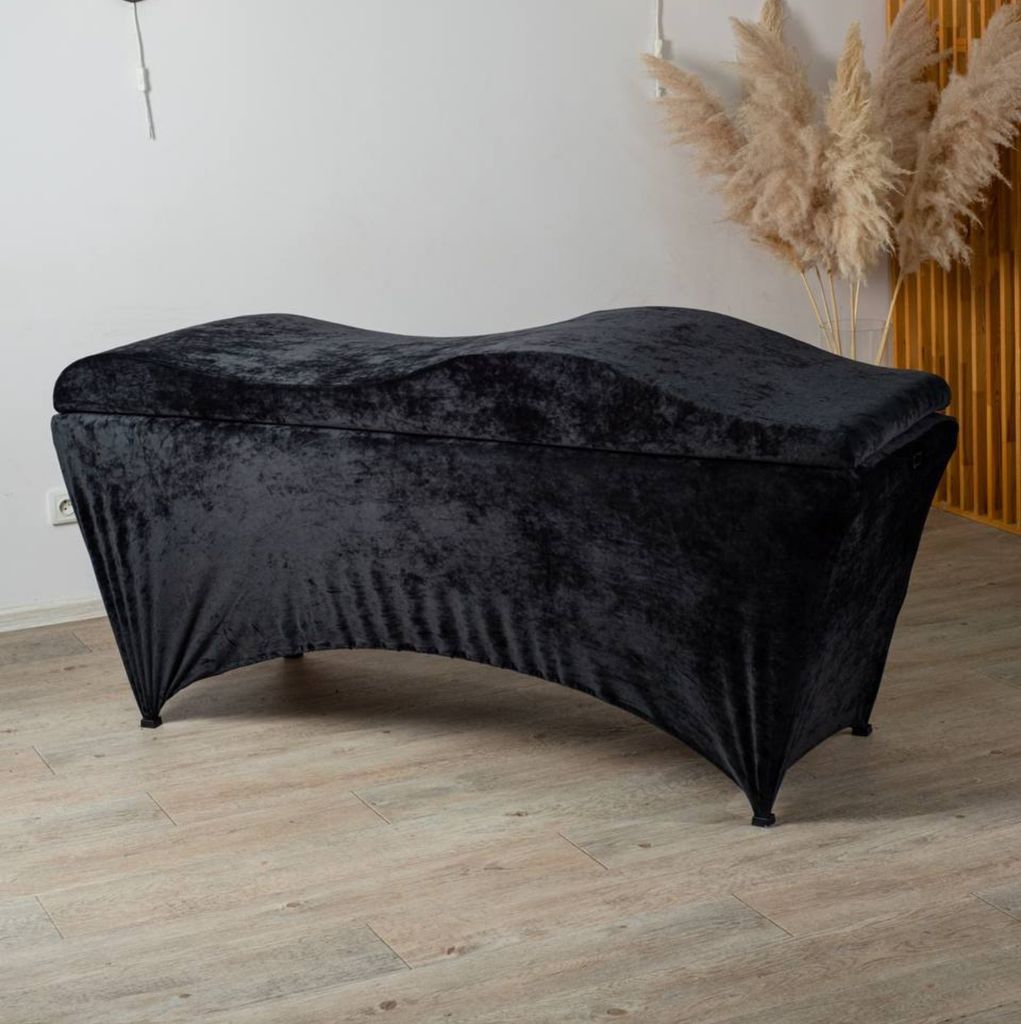Wellen-Matratzen-Set mit Memory-Schaum und Liegenbezug | Für Wimpernverlängerung & Kosmetik, 180x60 cm, black