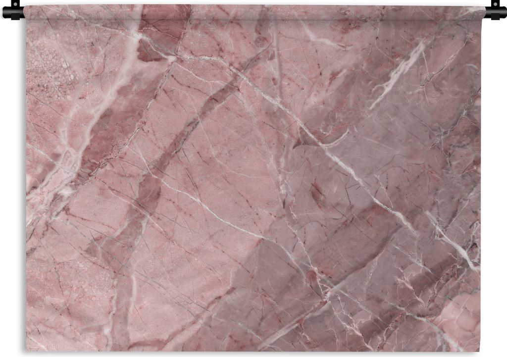 MuchoWow Wandteppich Wandbehang Rosa - Granit - Kieselsteine - Weiß 90x67.5 cm Tapisserie Dekoration Wandtuch - Fototeppich - Wand-Skulpturen