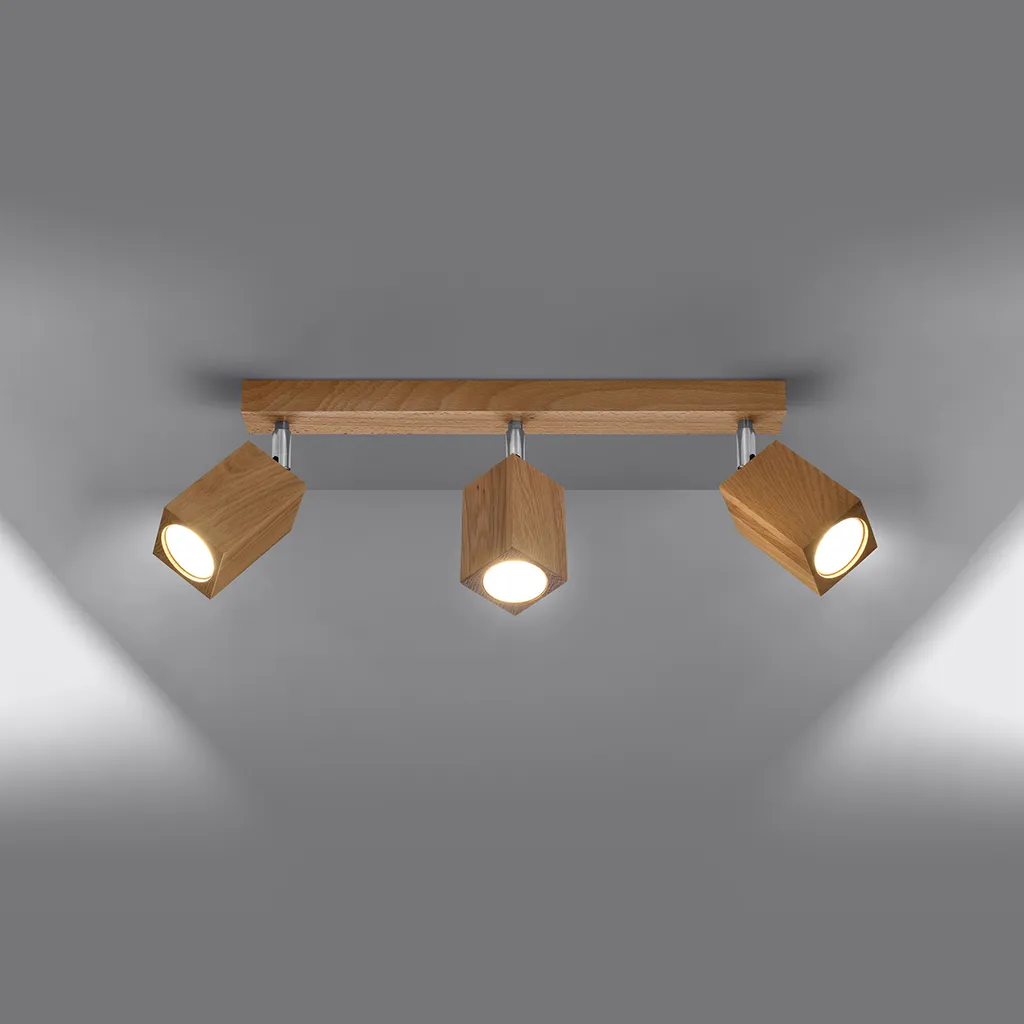 Lampada Soffitto Sollux KEKE 3 Legno Rovere 45cm 3xGU10 Qualità - 12