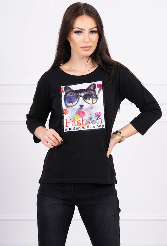Kesi Damen-T-Shirt mit Aufdruck Defne schwarz Universal