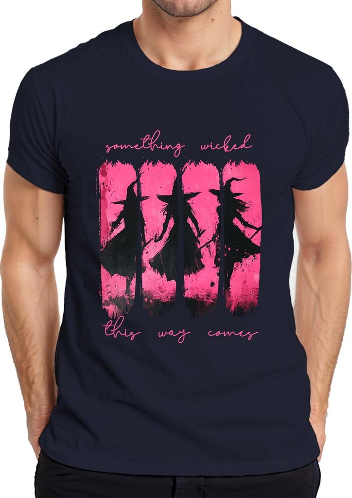 Something Wicked This Way Halloween Hexe Hexen Pink Grunge Gothic Herren T-Shirt, Navy, 3XL