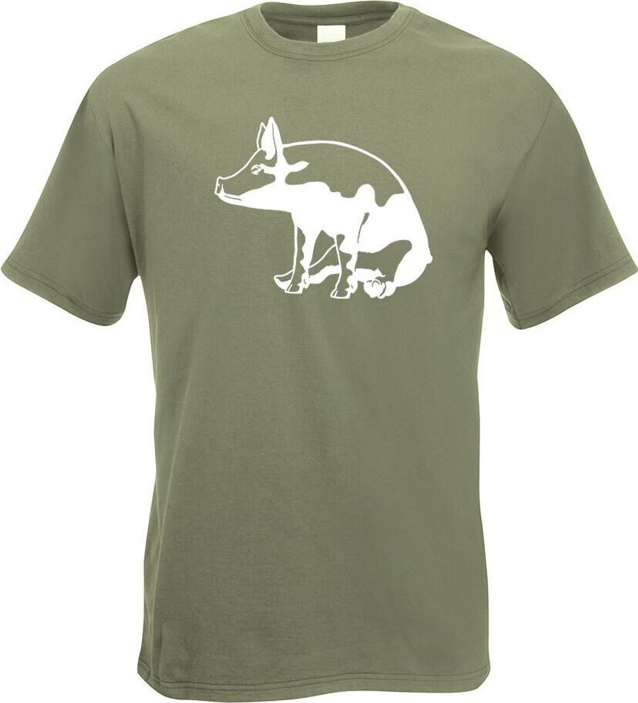 Kiwistar - T-Shirt - Olive - Schwein Motiv 7 - Sau - Baby Herren Funshirt Bedruckt Design Sprüche Spruch Motive - mit Motiv Bedruckt - Funshirt De...