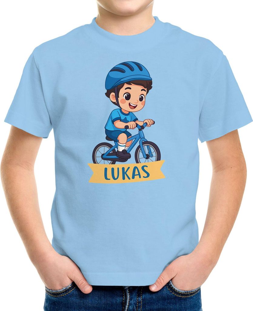 Kinder T-Shirt Jungen Fahrrad personalisiert mit Name Bike Shirt für kleine Radfahrer Sportfans BMX Fans Moonworks