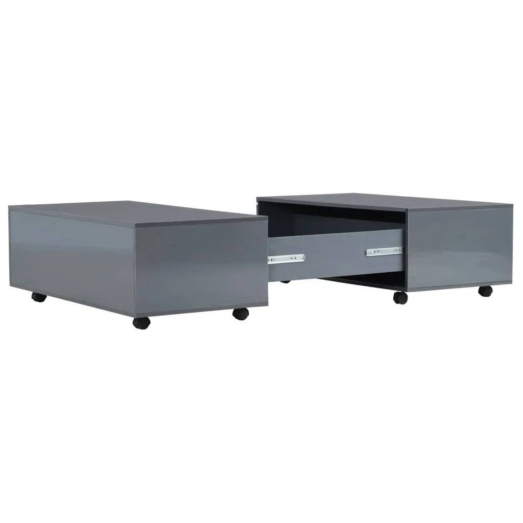 Table basse laquée gris brillant 100x100x35 cm - Surface Grande Taille - 3