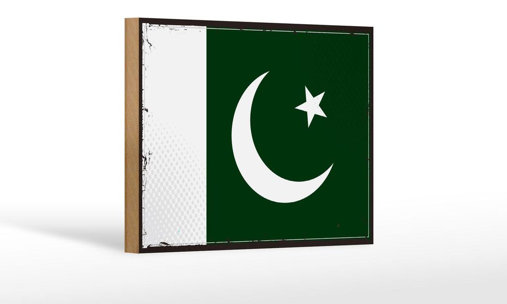 Holzschild Flagge Pakistans 18x12cm Retro Flag of Pakistan Dekoration